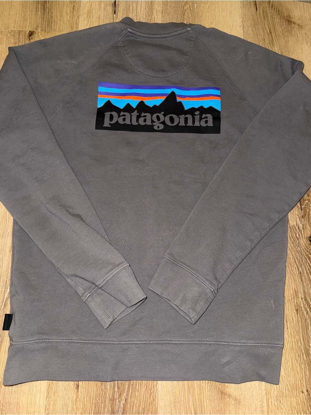Patagonia Men's Crewneck Sweatshirt - Charcoal with Multicolor Logo